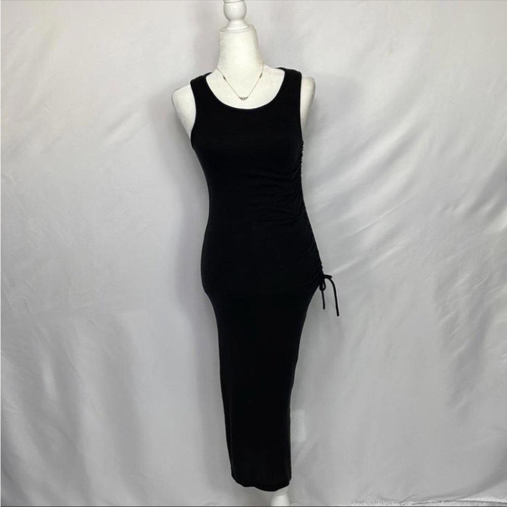 GOLDRAY Round Neck Ruched Midi‎ Dress Size XS Black Women’s Sleeveless
